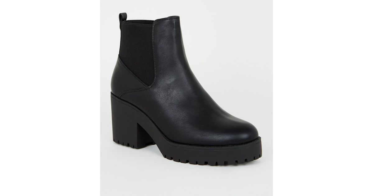 Black Chunky Block Heel Chelsea Boots New Look