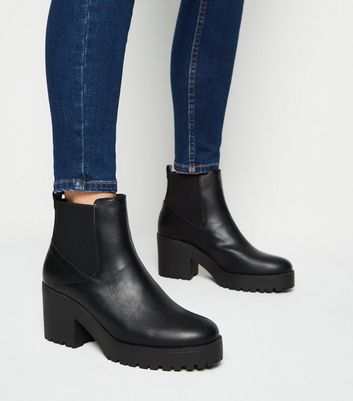 chunky block heel chelsea boots