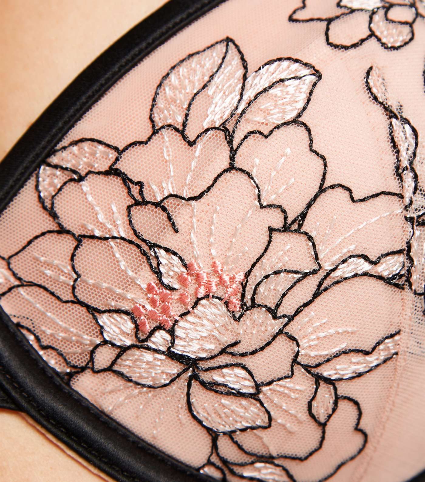 Off White Floral Embroidered Floral Thong Image 4