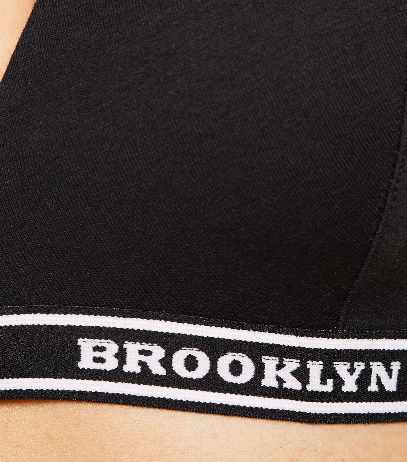 Black Brooklyn Slogan Non Wired Bra Image 4