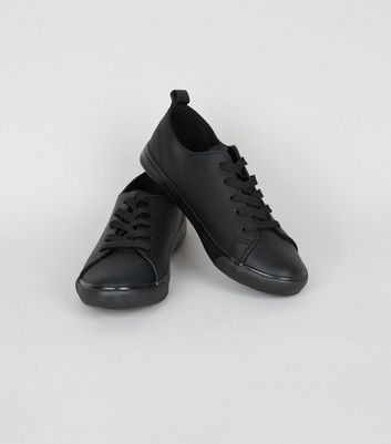 wide fit black trainers
