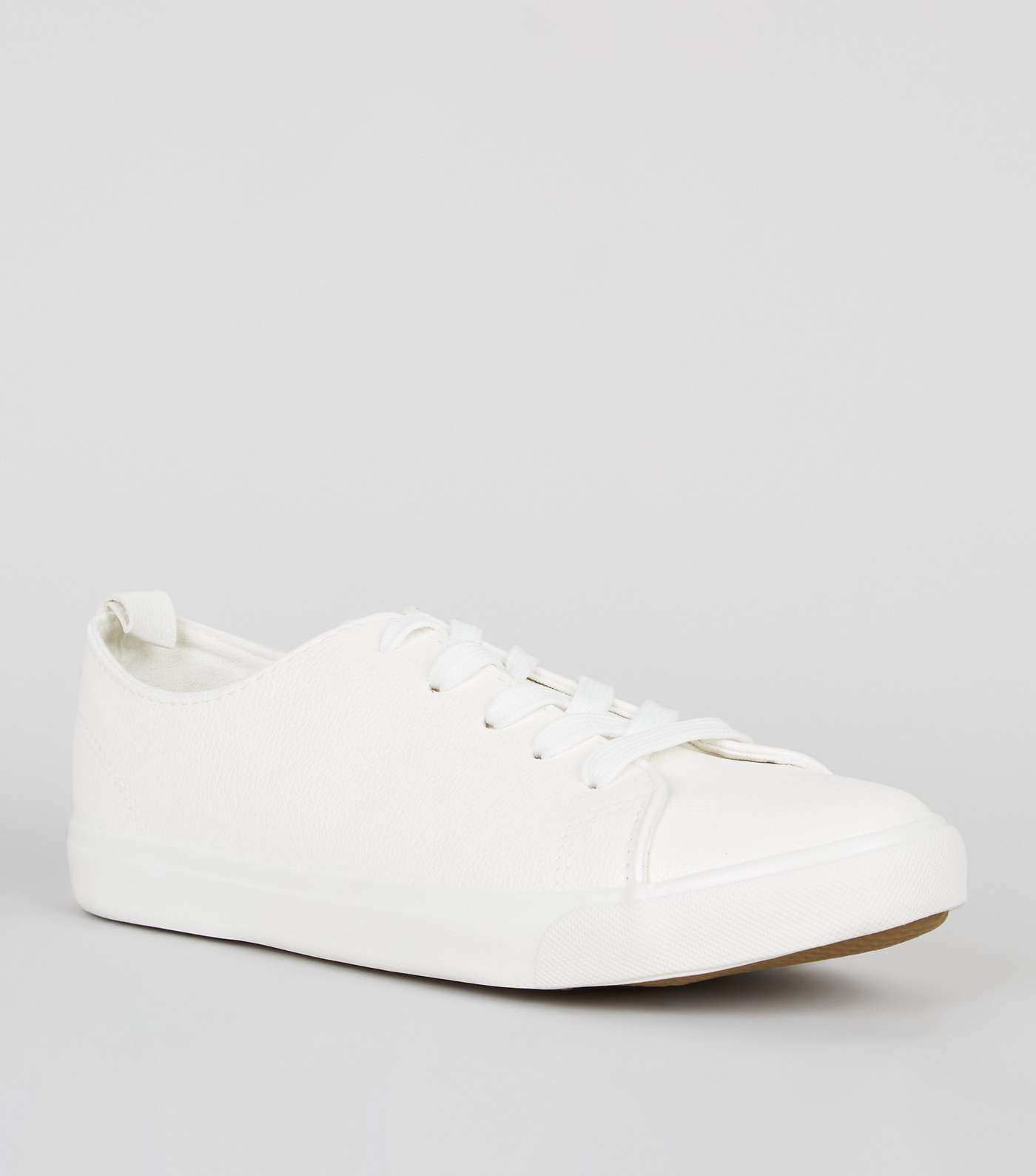 Wide Fit White Leather-Look Trainers