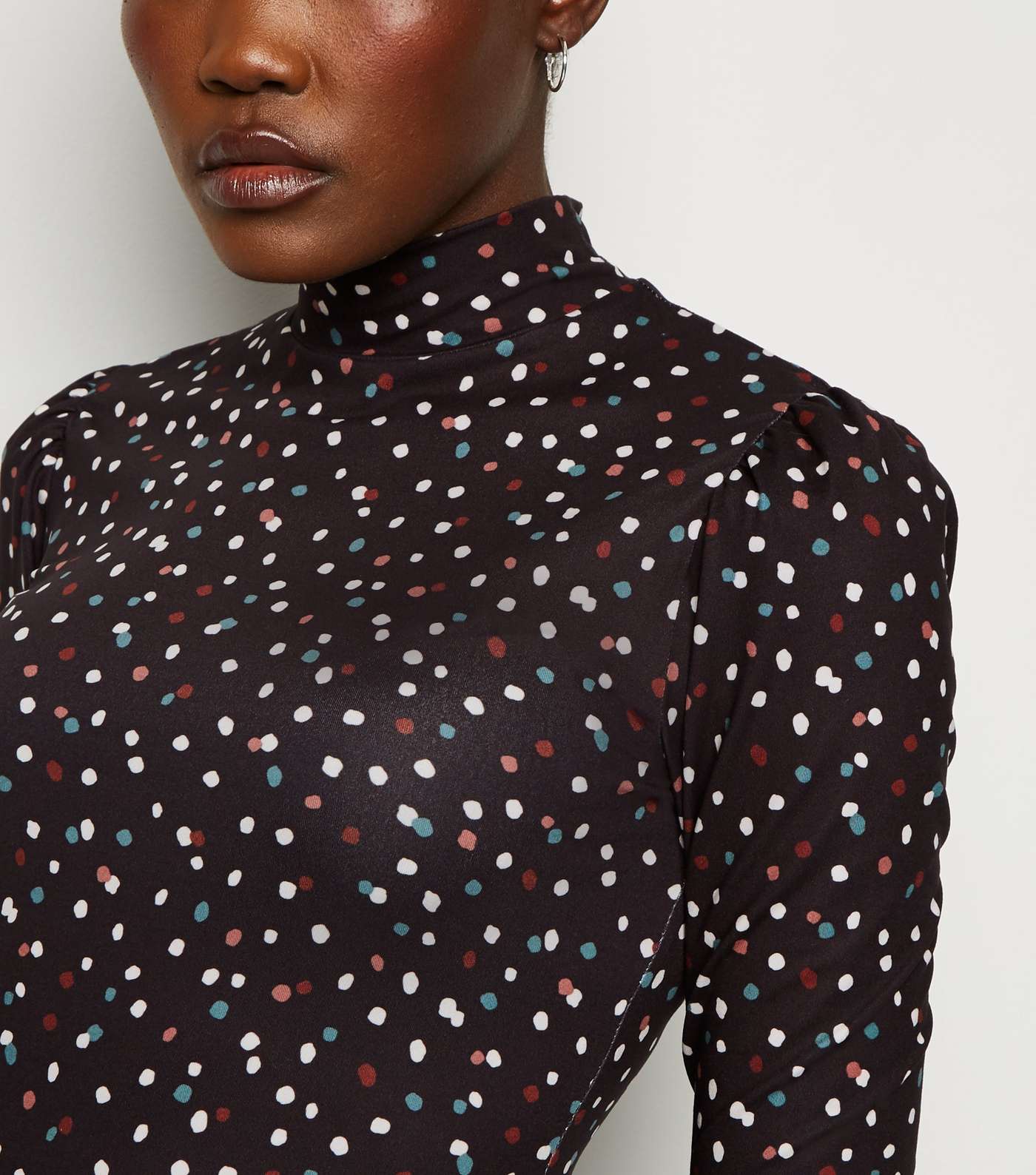 Black Abstract Spot Soft Touch Mini Dress Image 5