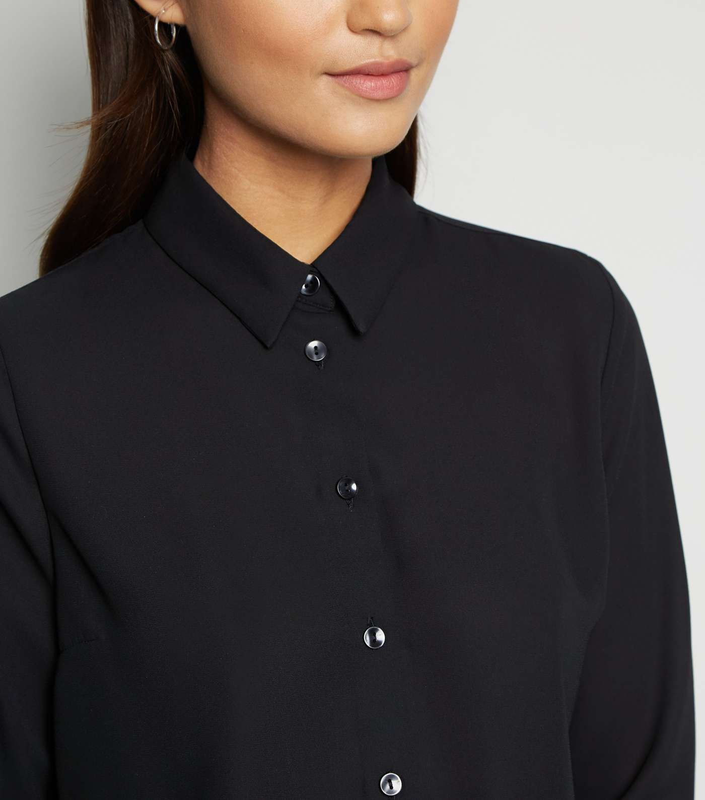 Petite Black Chiffon Long Sleeve Shirt Image 5
