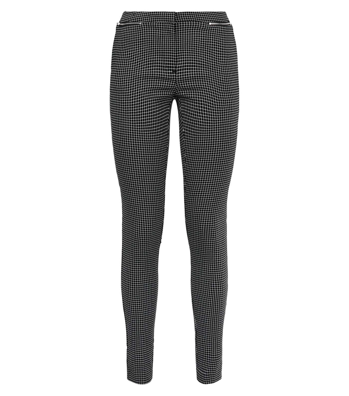 Black Check Print Slim Leg Trousers Image 4
