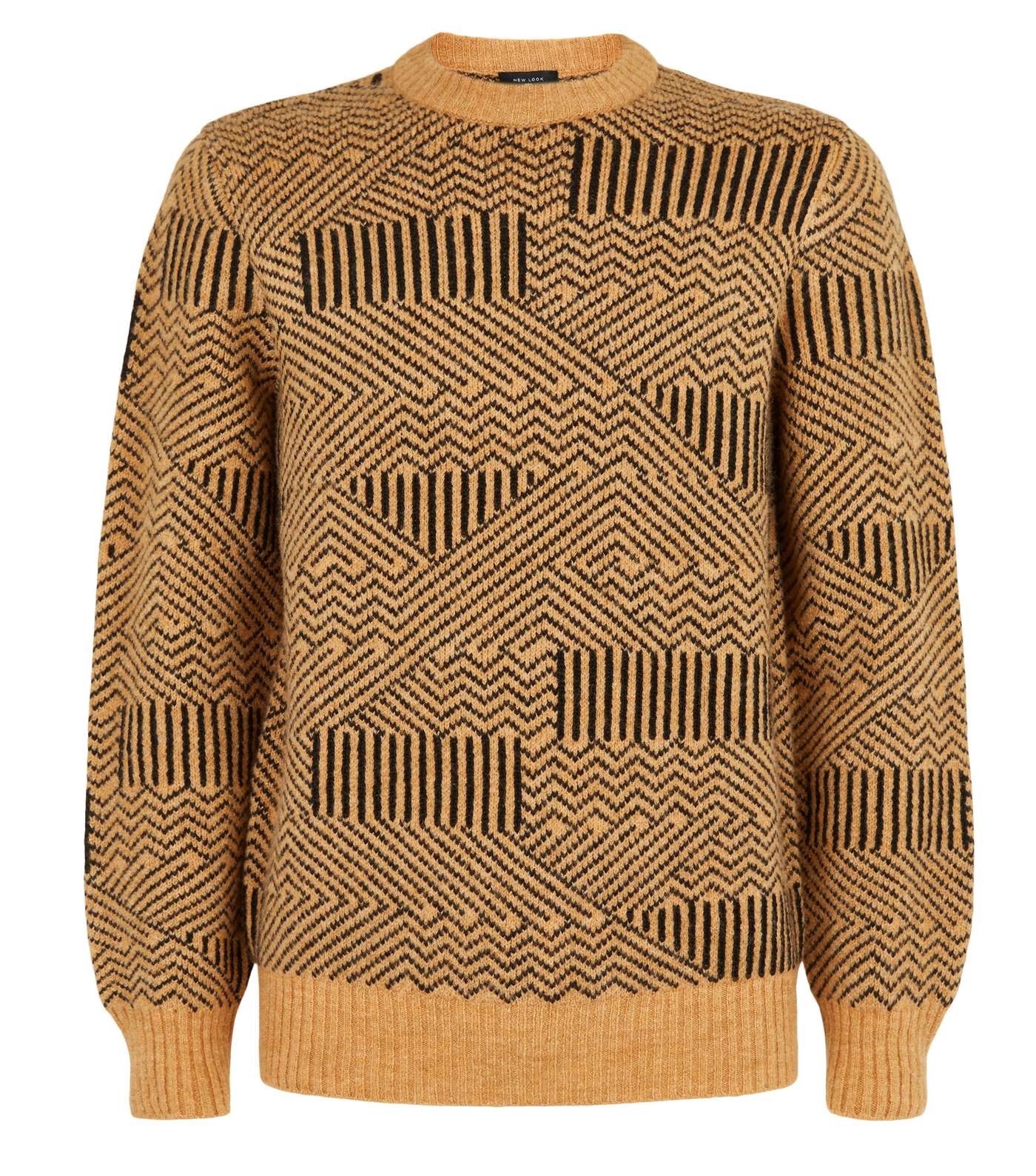 Camel Abstract Stripe Crew Jumper Image 4