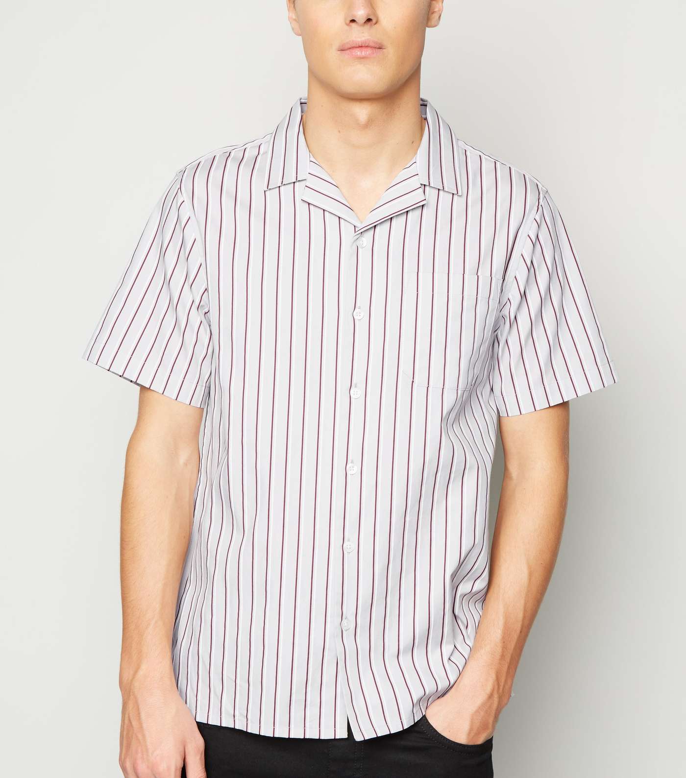 Pale Grey Stripe Poplin Shirt