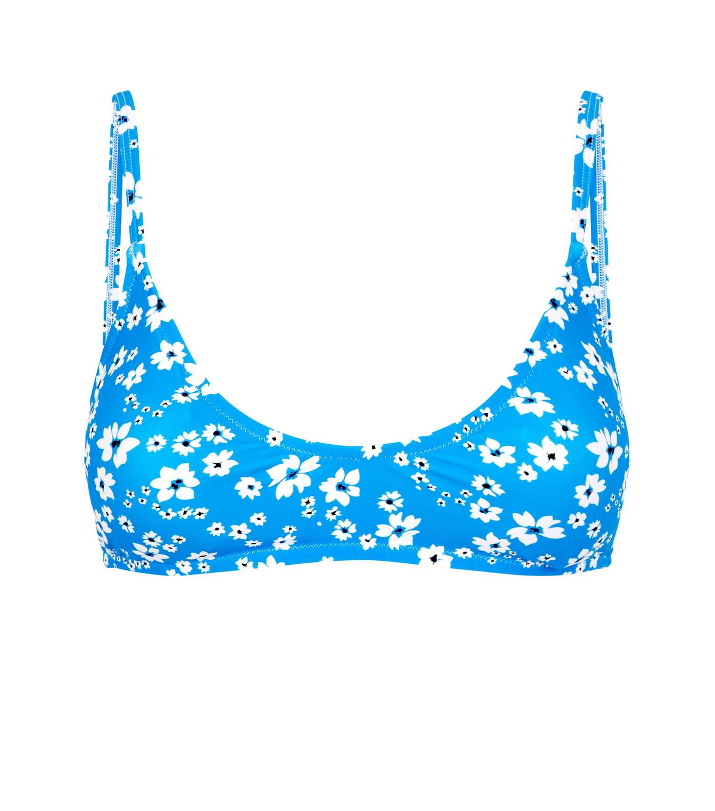 Blue Floral Crop Bikini Top Image 3