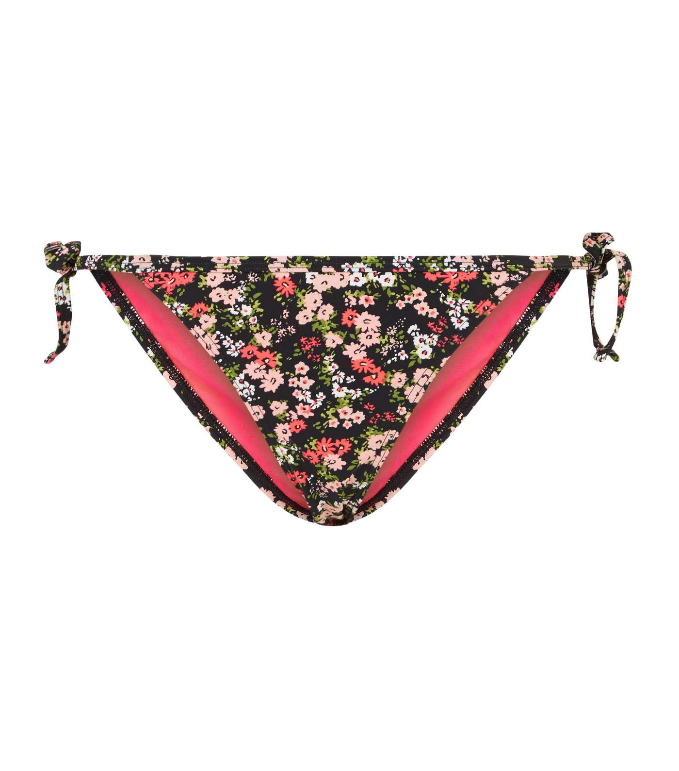 Pink Floral Tie Side Bikini Bottoms Image 3