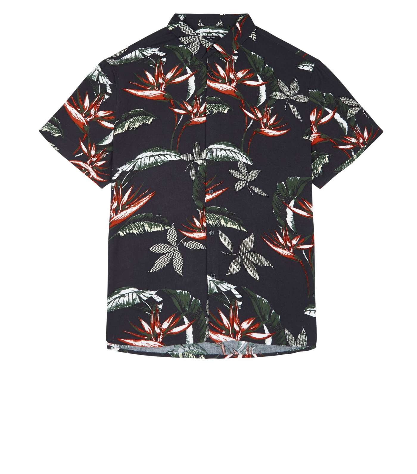 Plus Size Black Tropical Short Sleeve Shirt Image 4