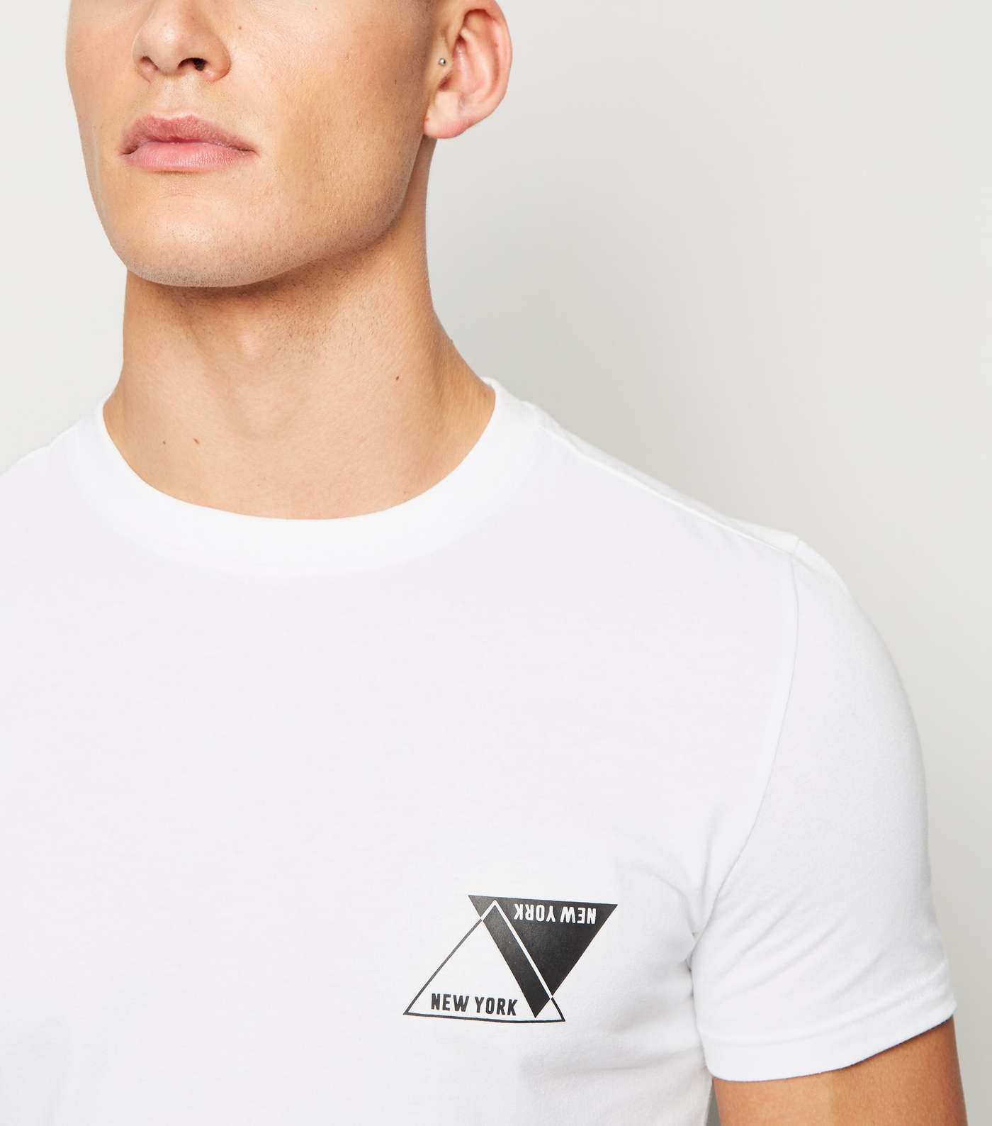 White Triangle New York Slogan T-Shirt Image 5