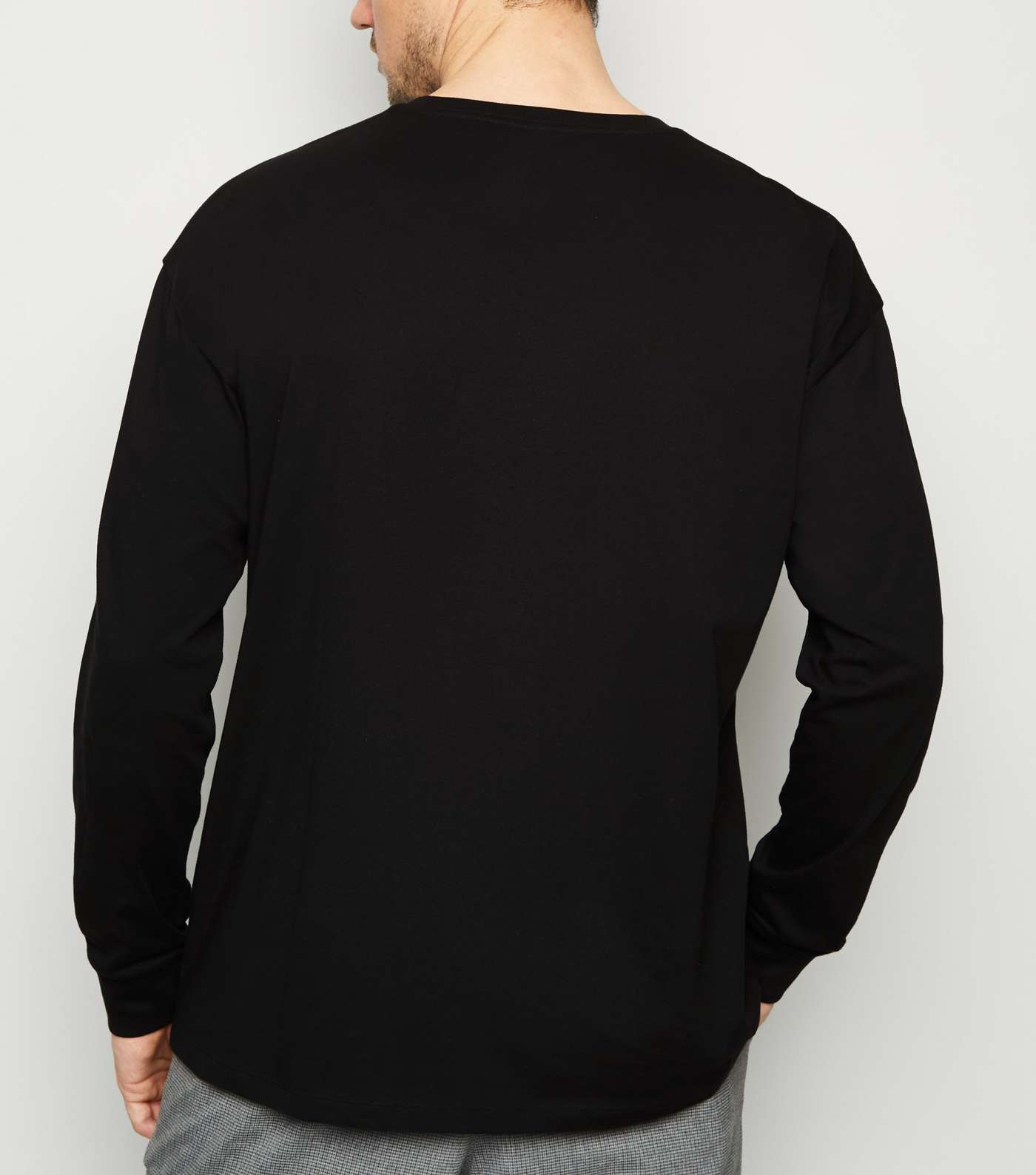 Black Plain Long Sleeve Oversized T-Shirt Image 3