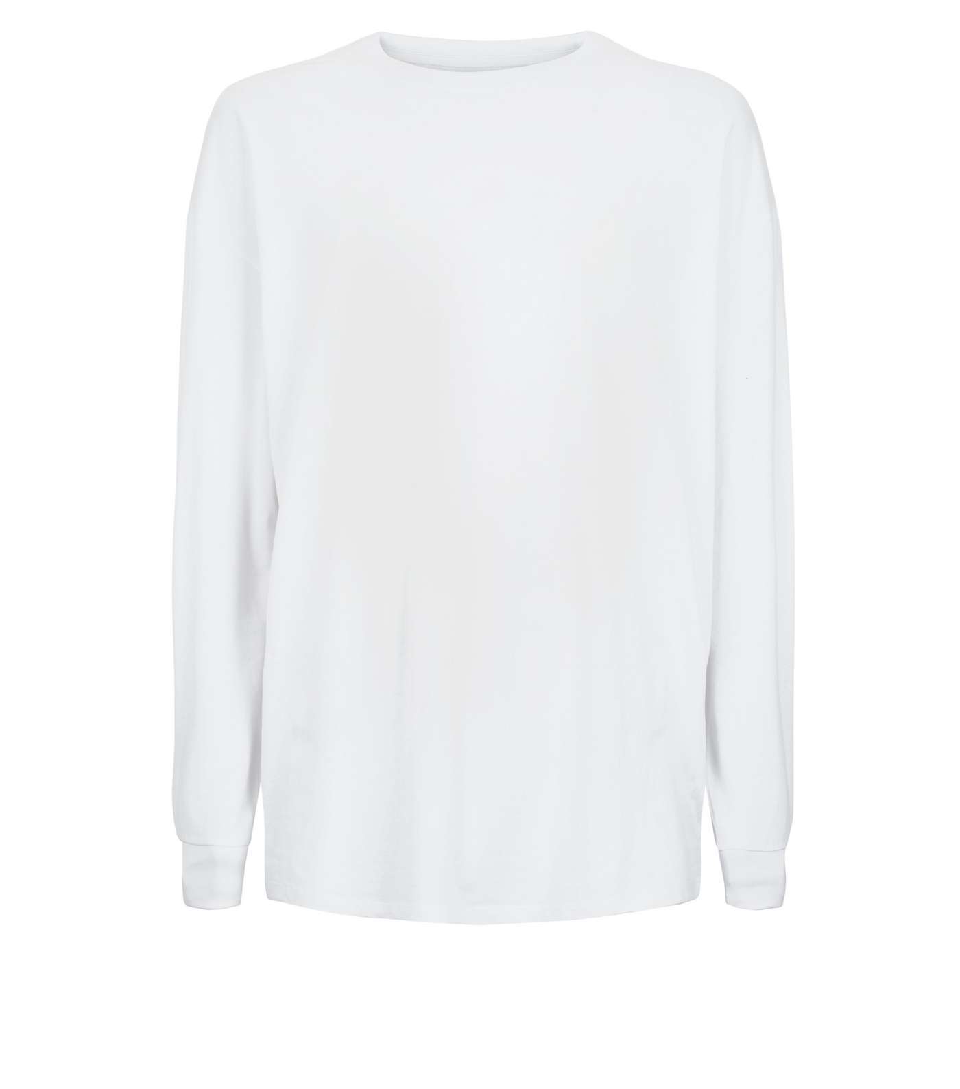 White Plain Long Sleeve Oversized T-Shirt Image 4