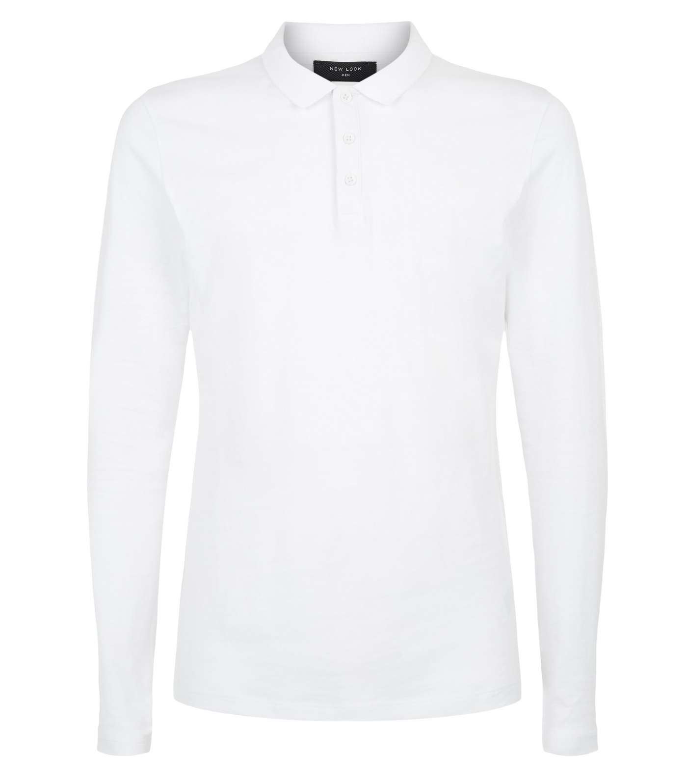 White Long Sleeve Muscle Fit Polo Shirt Image 4