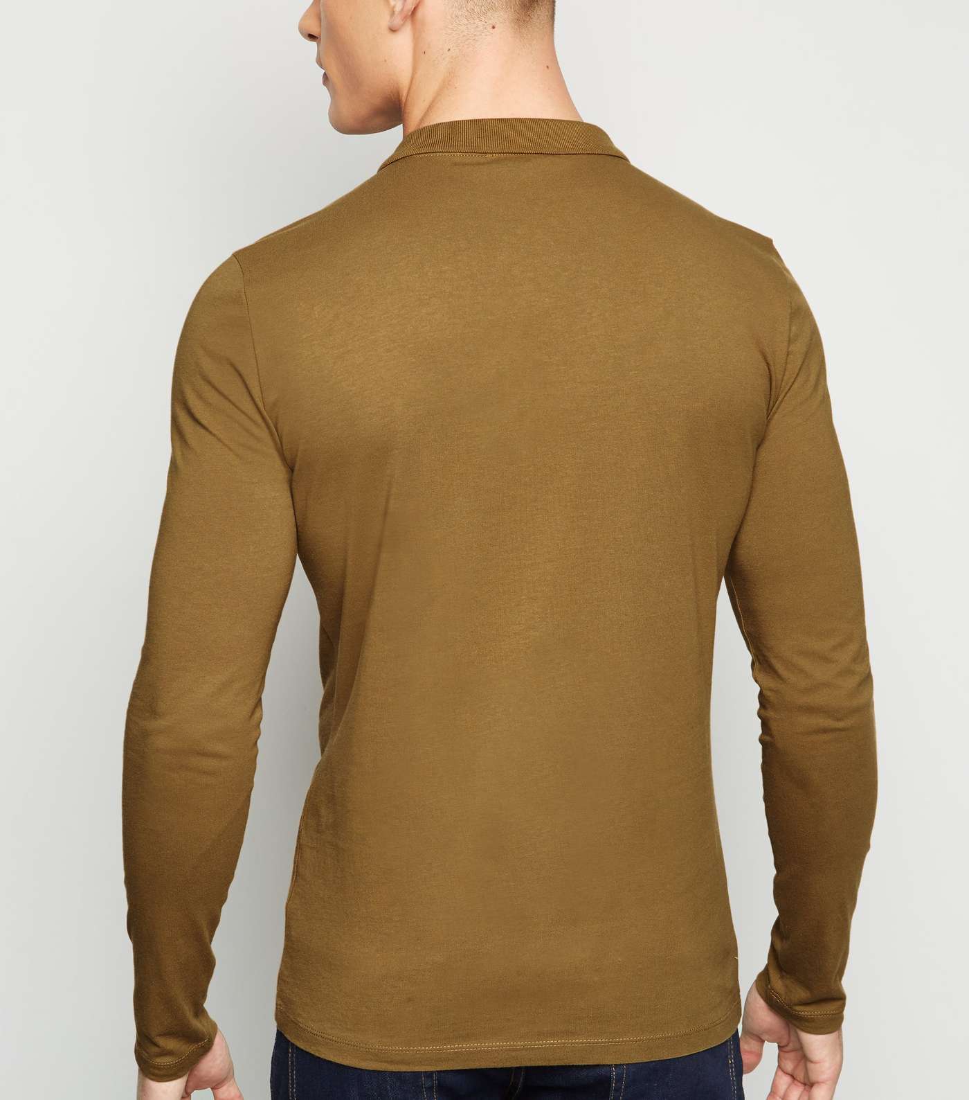 Camel Long Sleeve Muscle Fit Polo Shirt Image 3