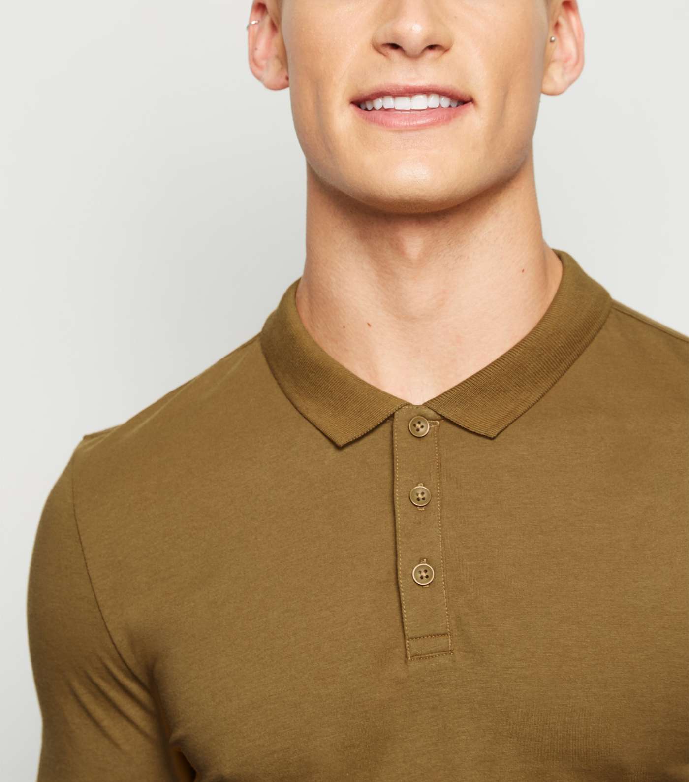 Camel Long Sleeve Muscle Fit Polo Shirt Image 5