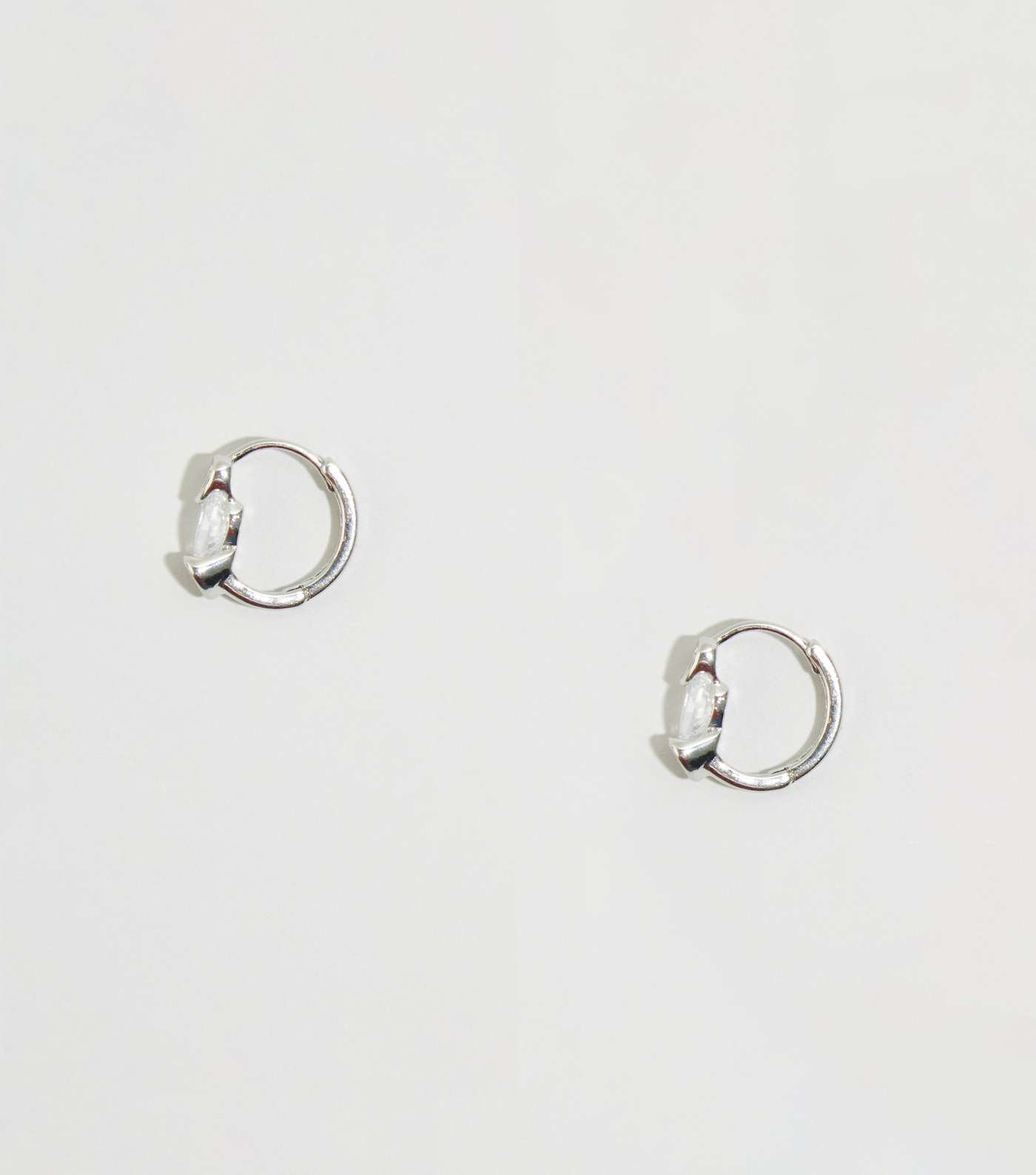 Silver Cubic Zirconia Heart Hoop Earrings Image 3