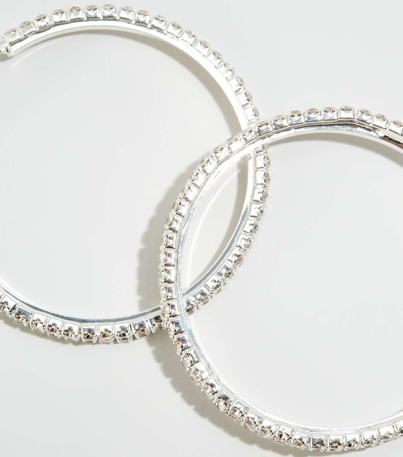 Silver Premium Diamanté Hoop Earrings Image 3