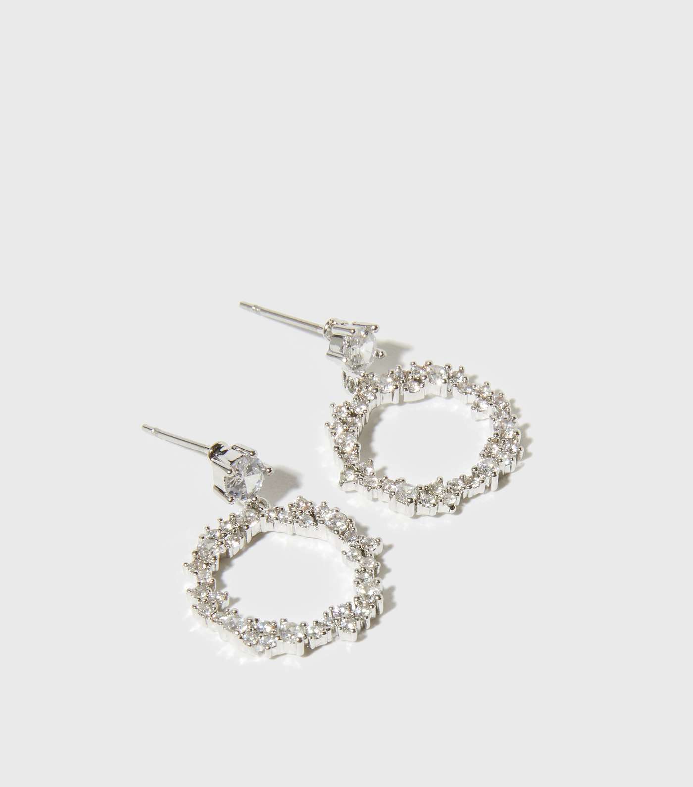 Silver Cubic Zirconia Circle Earrings