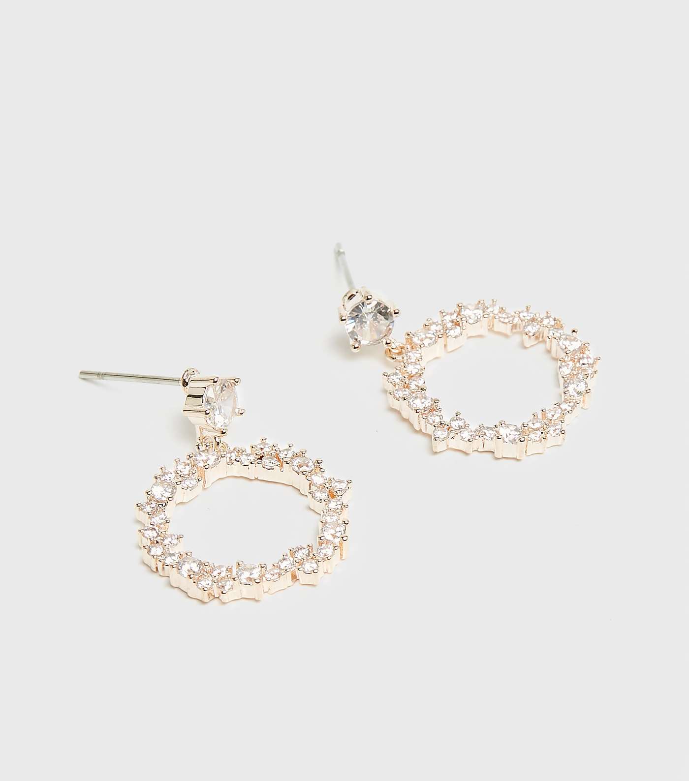 Rose Gold Cubic Zirconia Circle Earrings Image 3