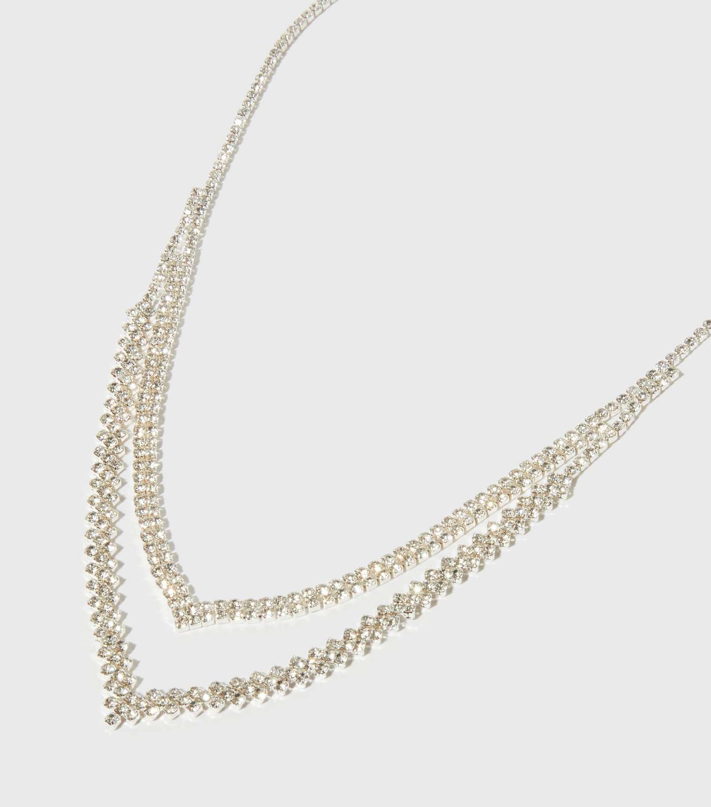 Silver Premium Diamanté Layered Necklace Image 3