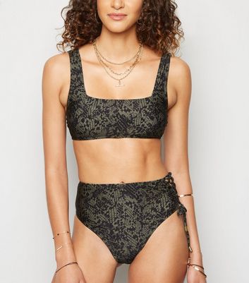 green snake print swimsuit