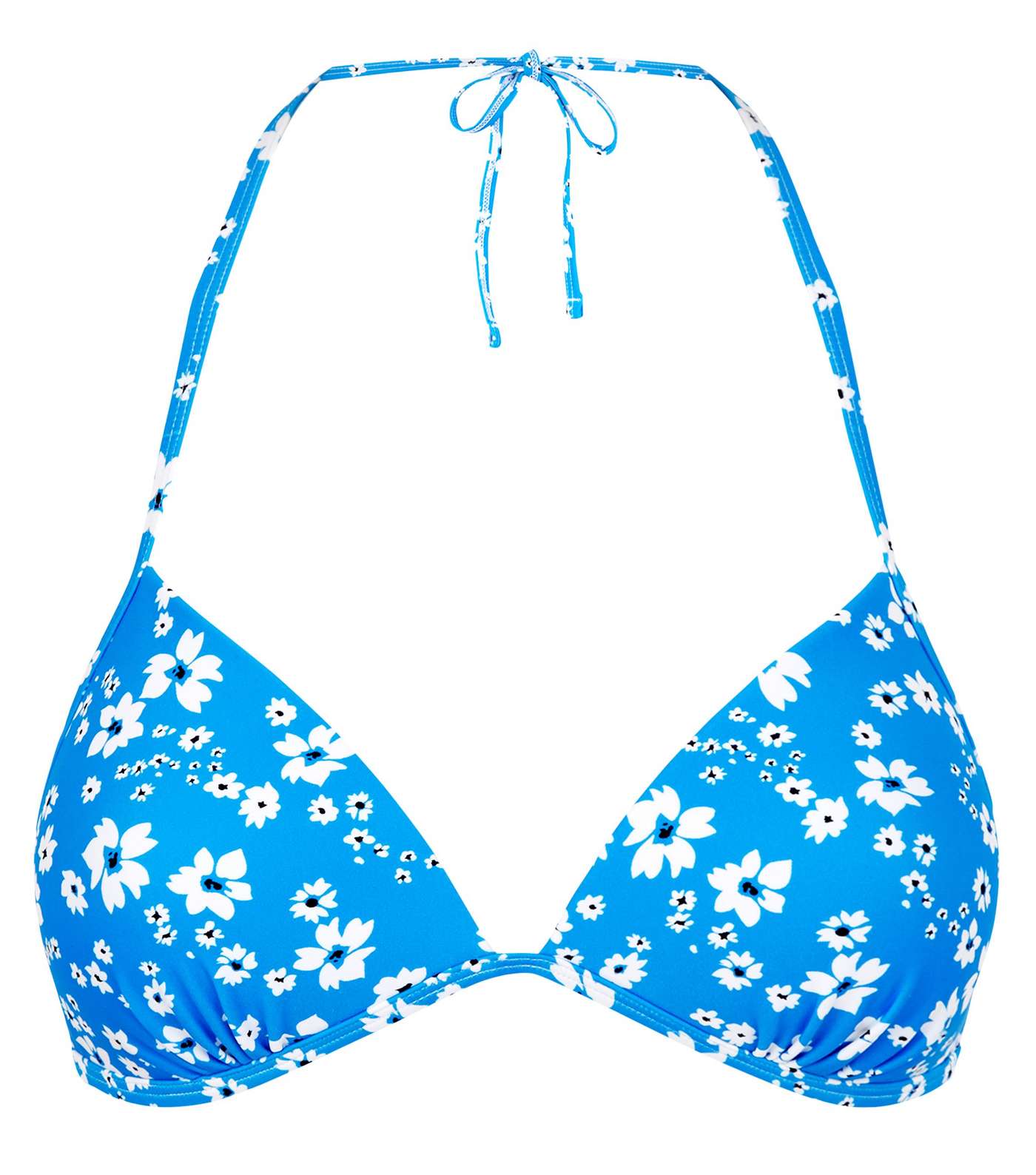 Blue Floral Triangle Bikini Top Image 3