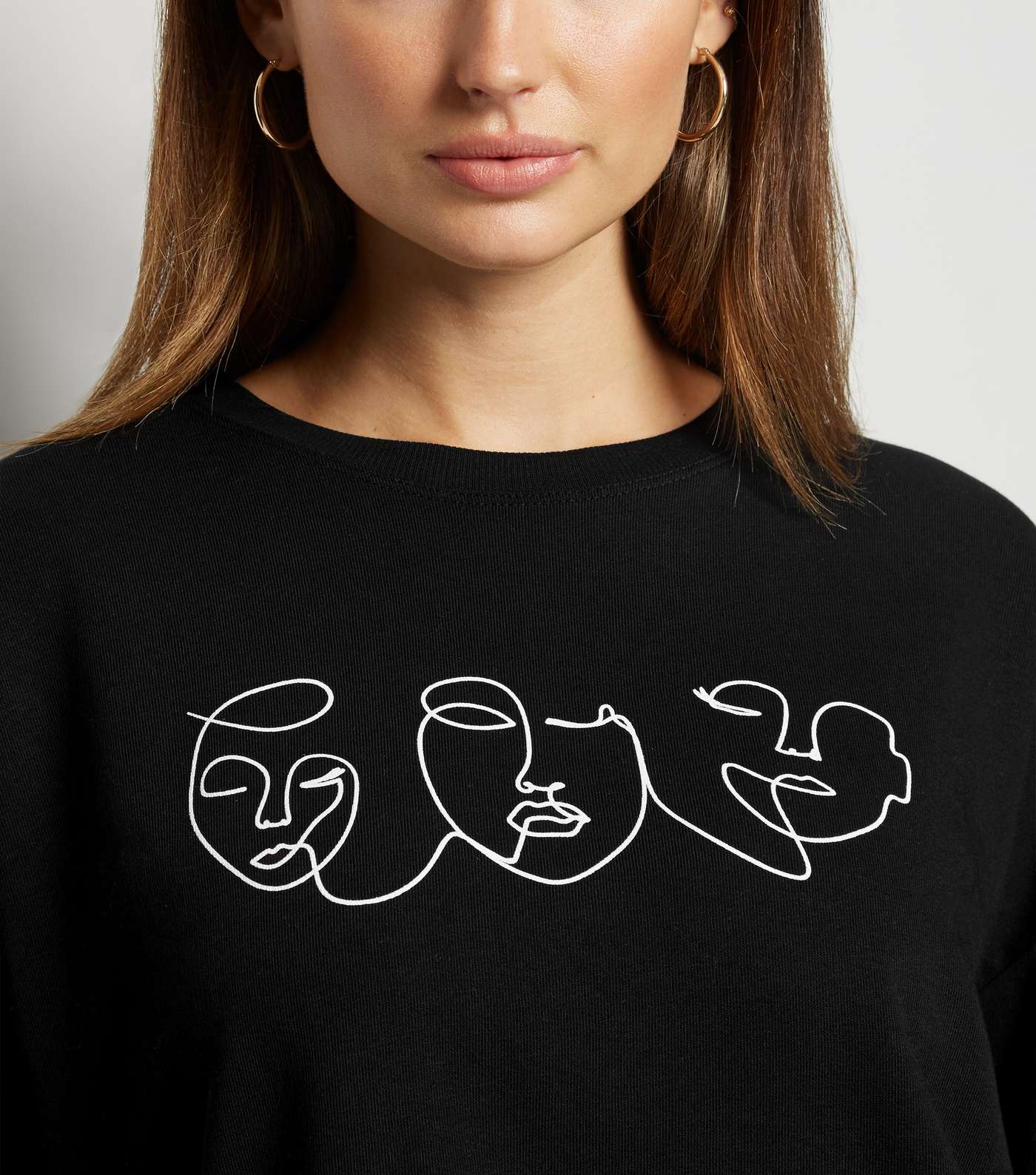 Black Scribble Face Print Sweatshirt Image 5