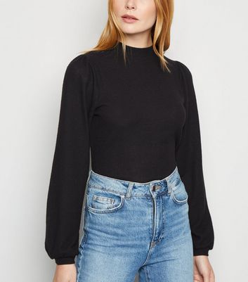 black puff sleeve jumper