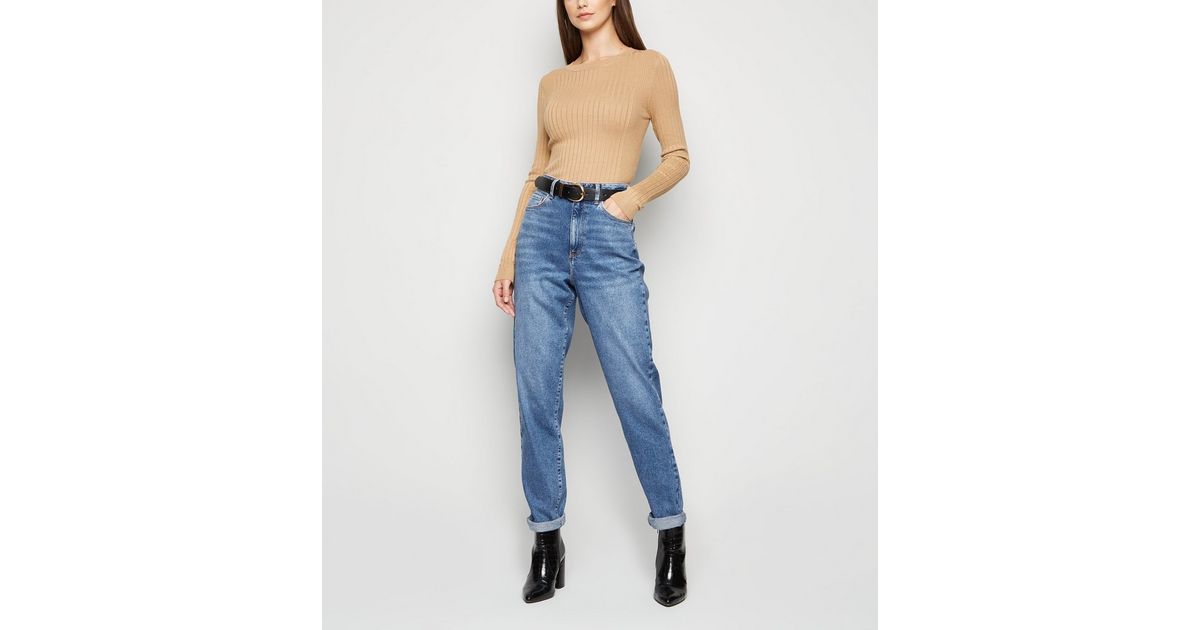 Topshop Tall Mom jean in mid blue