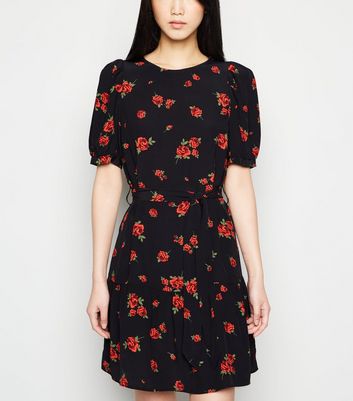 black rose print dress