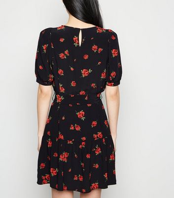 new look red rose dress