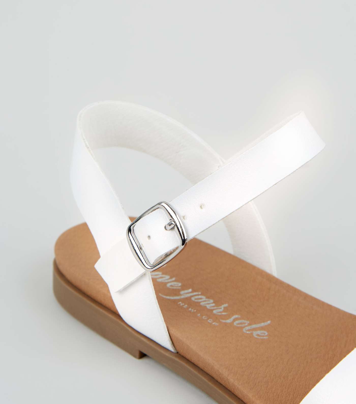 Wide Fit White 2 Part Footbed Sandals Image 4