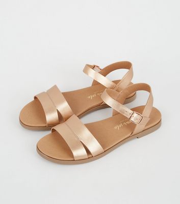 New look rose gold flat sandals online