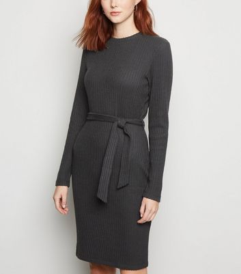 new look black ribbed dress