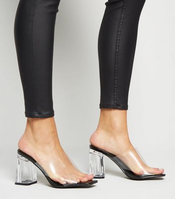 Clear And Black Mules Discount, 56% OFF 