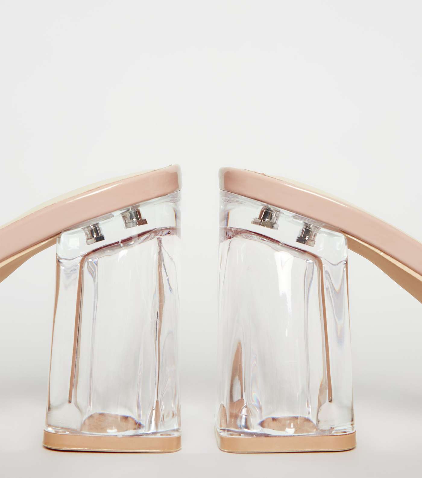 Pale Pink Patent Clear Strap Block Heel Mules Image 4