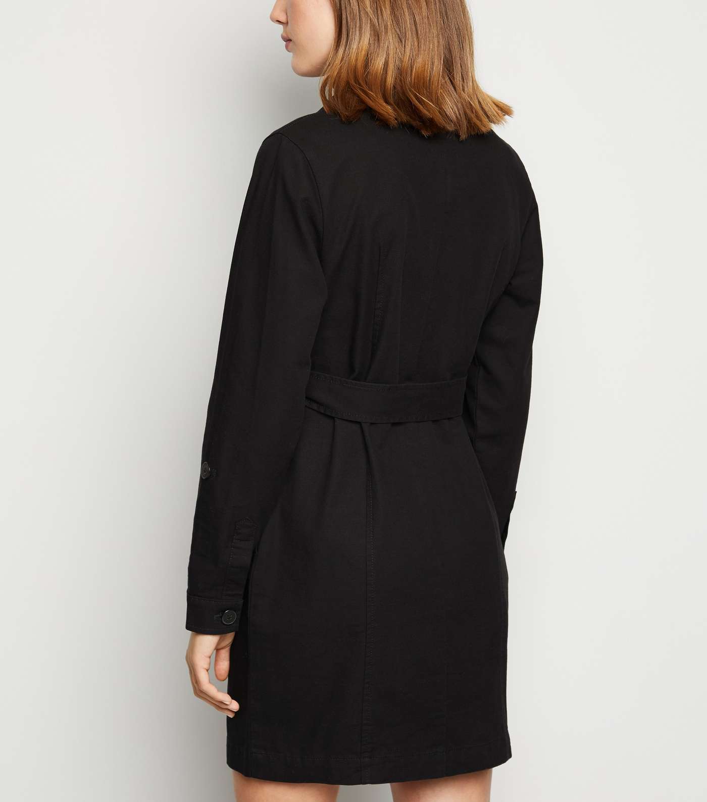 Black Belted Mini Shirt Dress Image 3