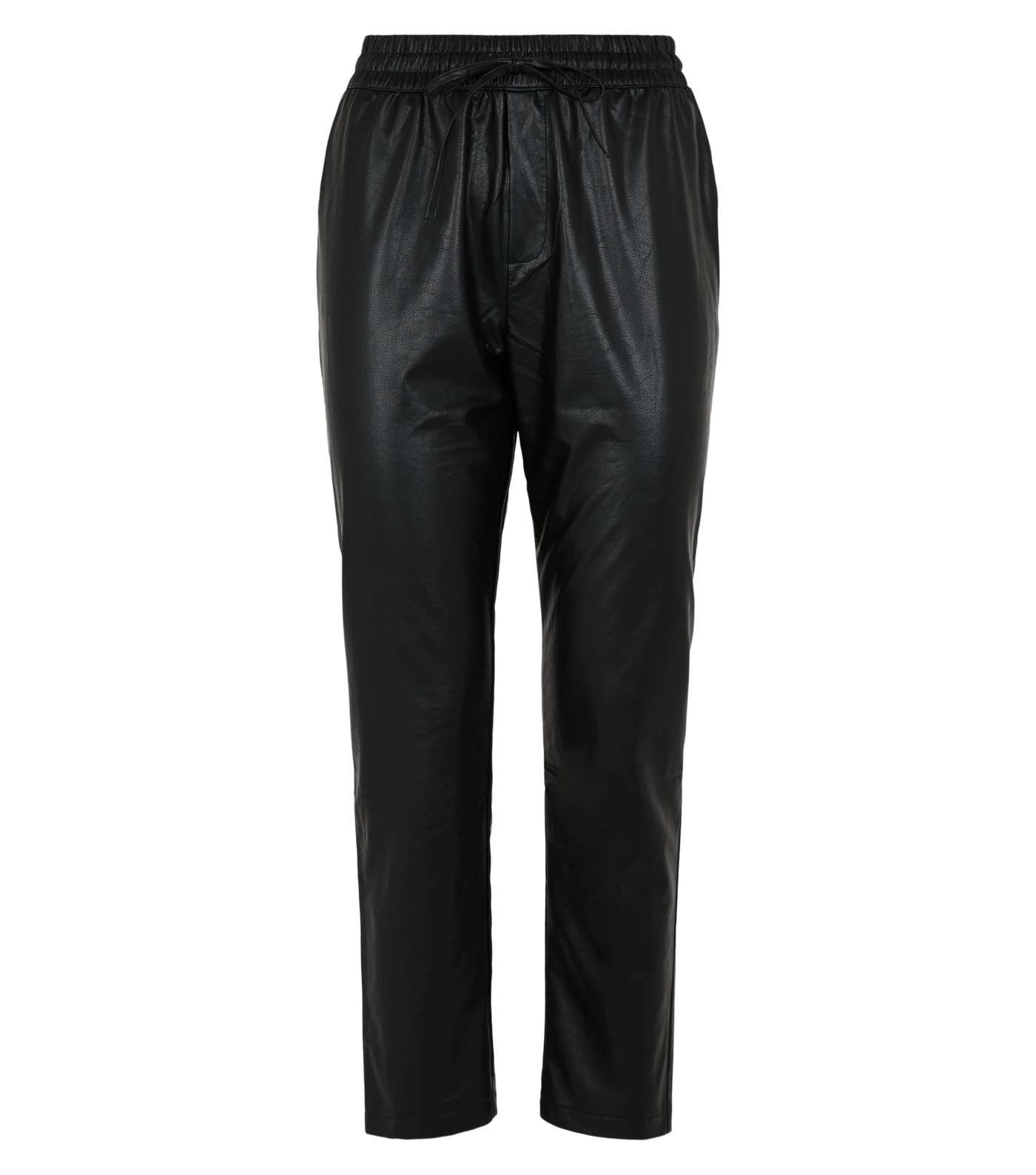Black Coated Leather-Look Joggers  Image 4