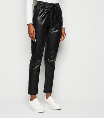 new look leather look joggers