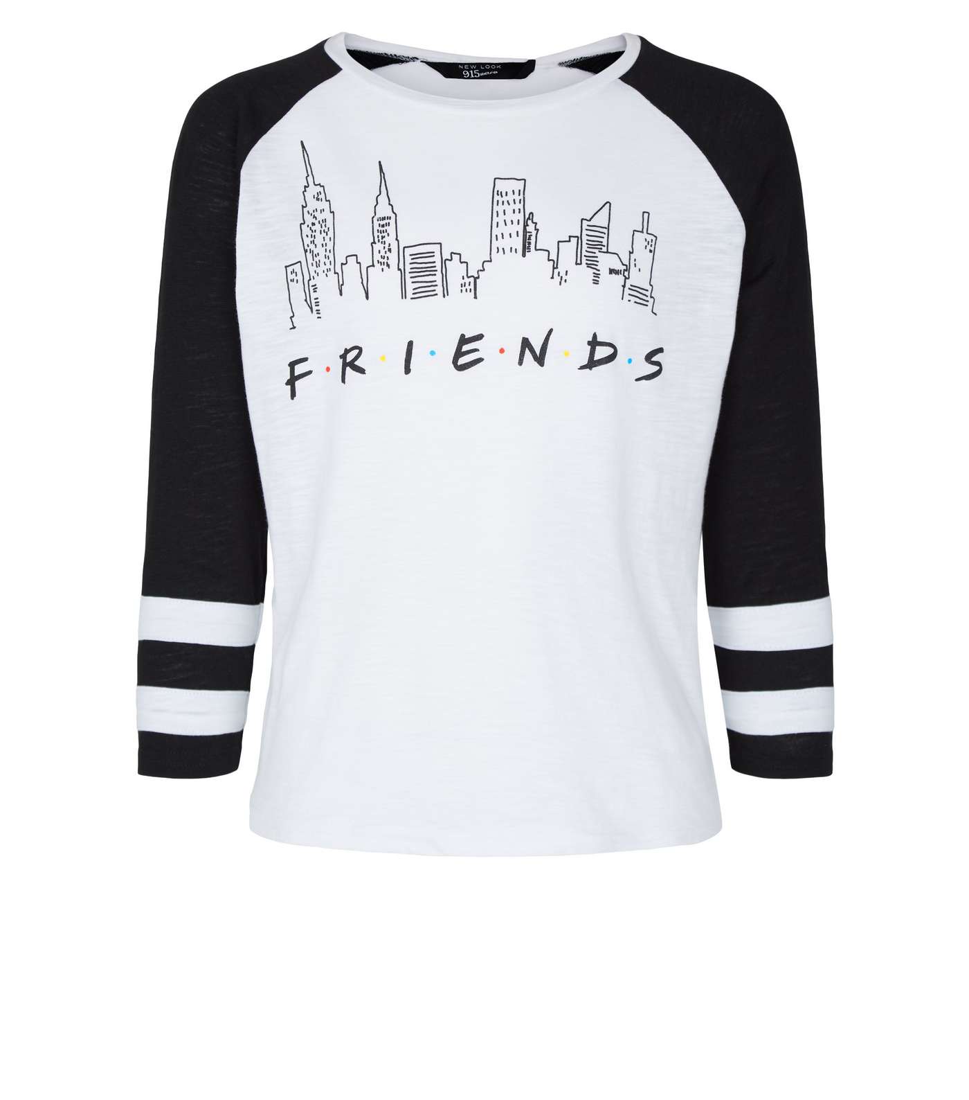 Girls Black Skyline Friends Logo 3/4 Sleeve T-Shirt Image 4
