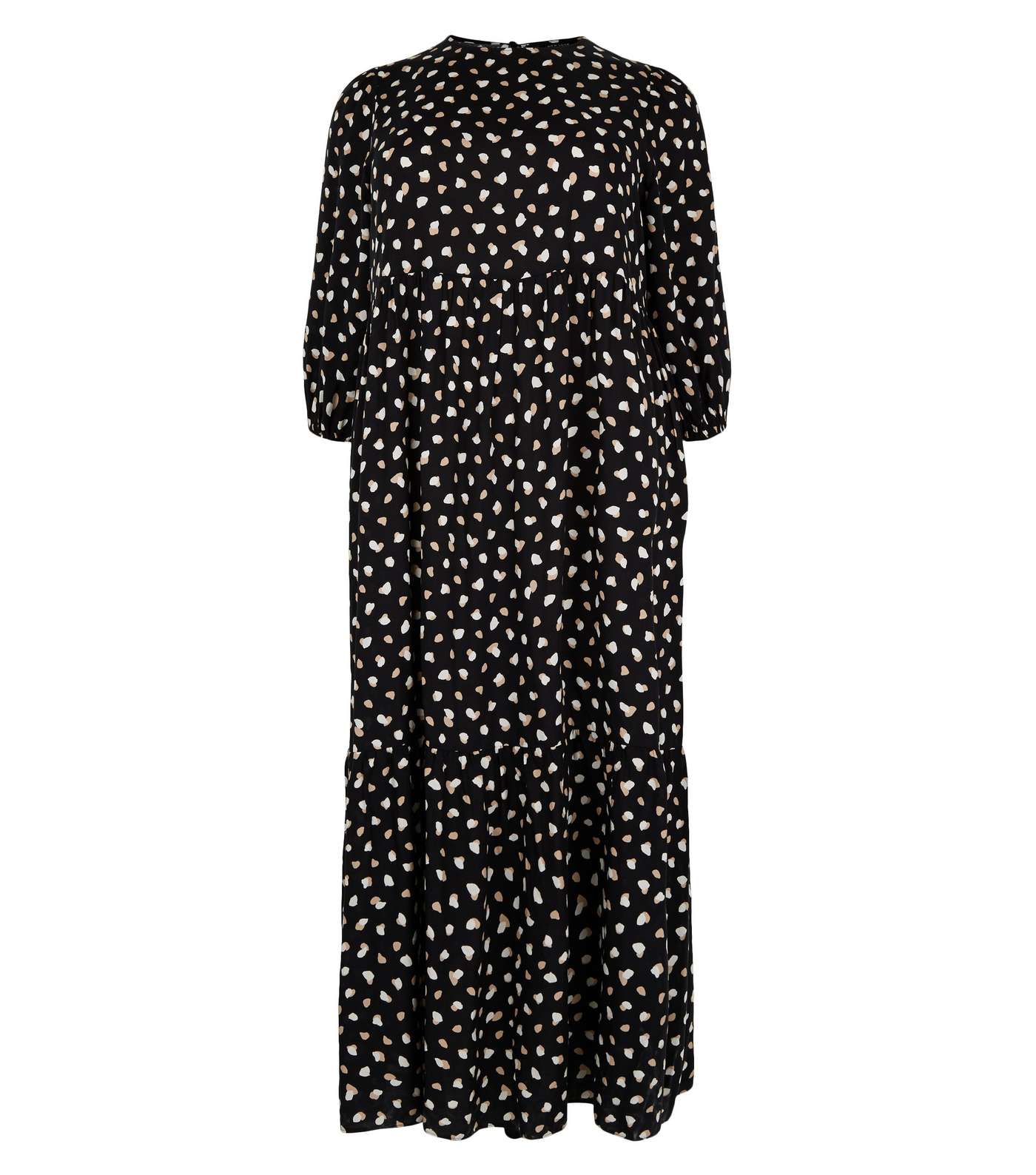 Curves Black Abstract Spot Tiered Maxi Dress Image 4