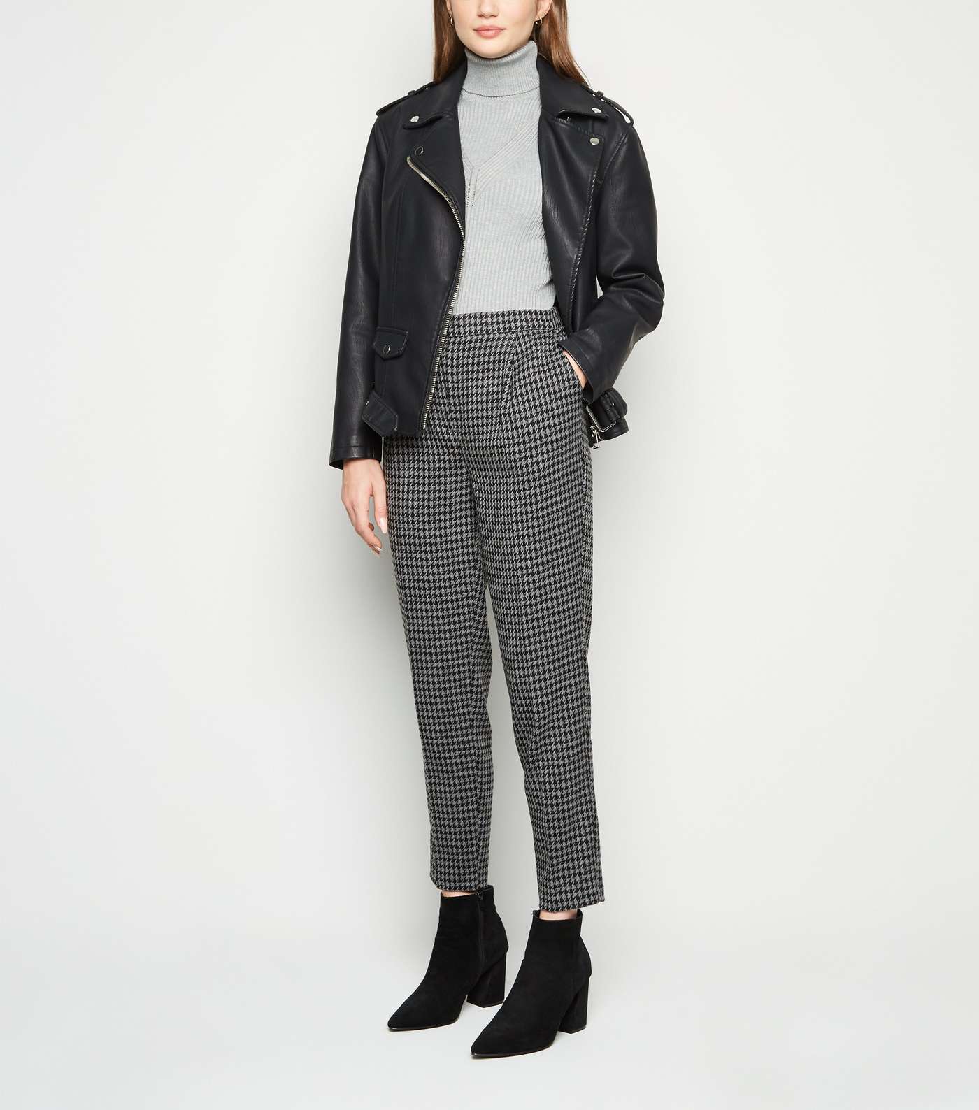 Dark Grey Dogtooth Check Trousers