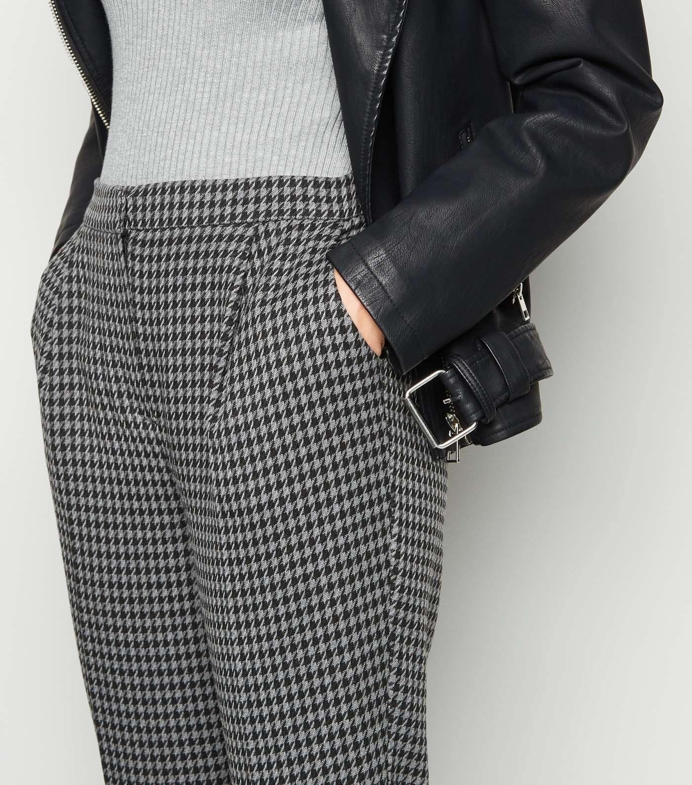 Dark Grey Dogtooth Check Trousers Image 5