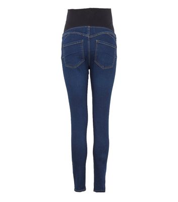 Image of Maternity Bright Blue 'Lift & Shape' No Band Over Bump Emilee Jeggings New Look