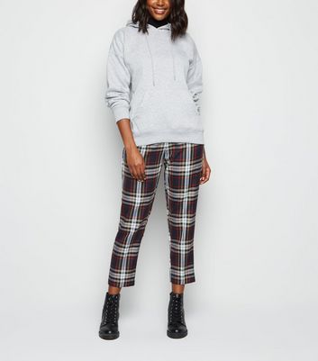 checked slim leg trousers