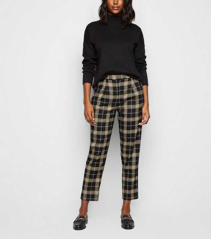 Black Check Slim Leg Trousers