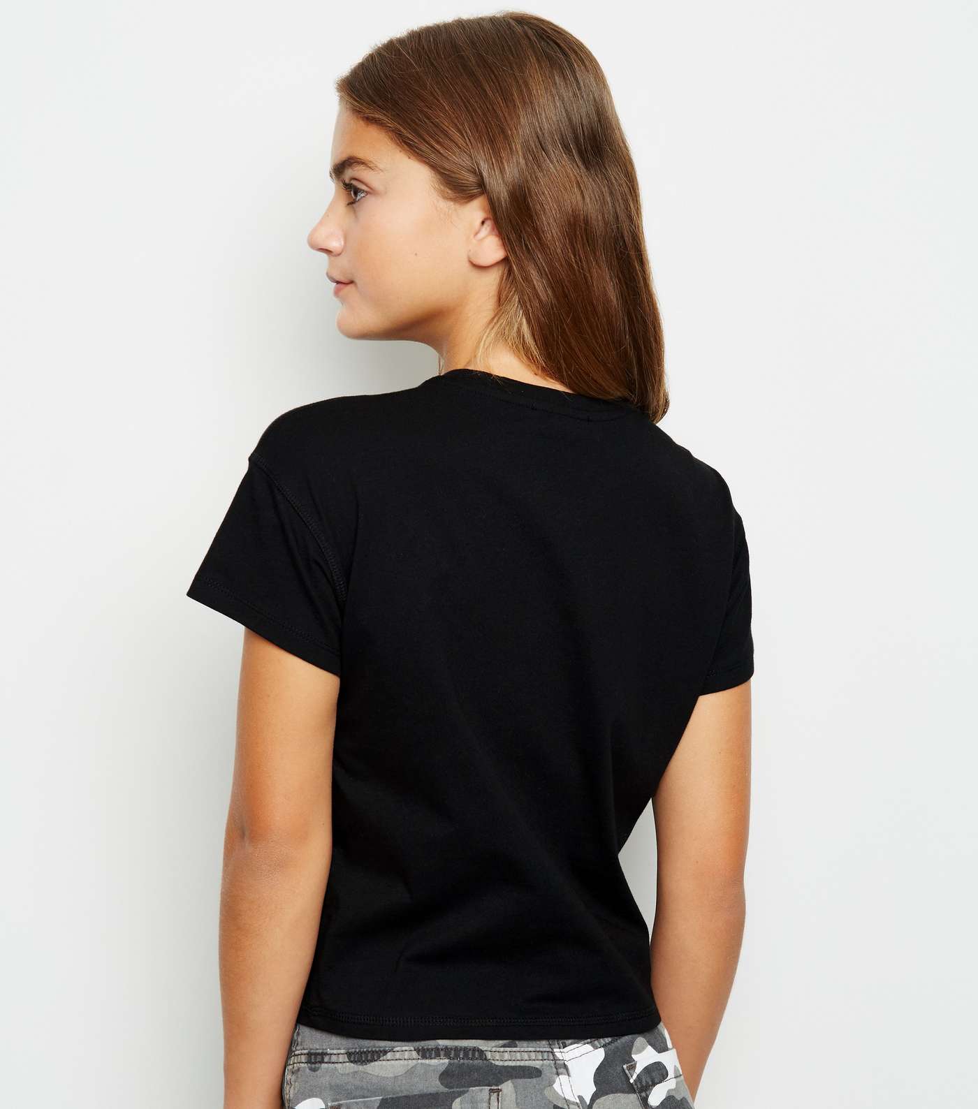 Girls Black Cotton T-Shirt Image 3