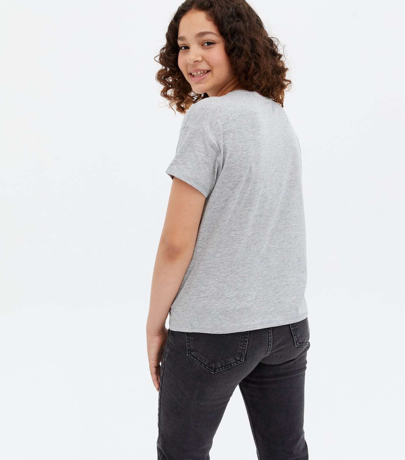 Girls Pale Grey Cotton Blend T-Shirt Image 4