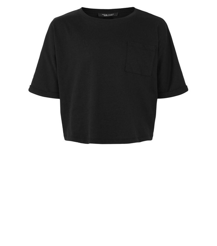 Girls Black Pocket Front T Shirt New Look